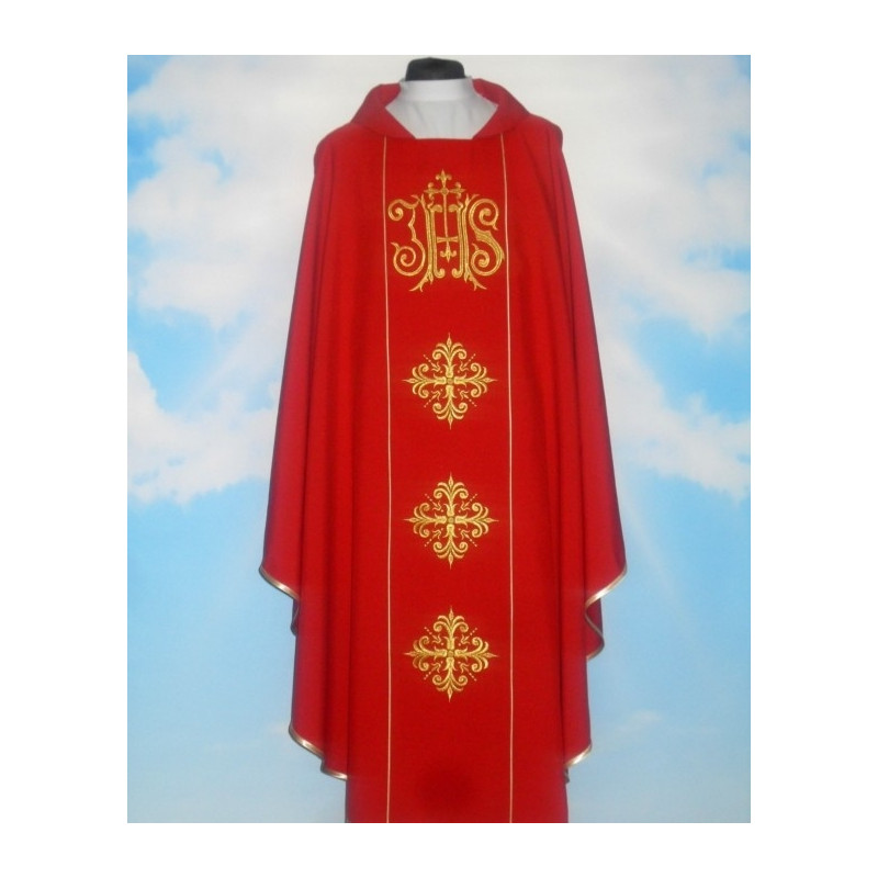 IHS chasuble with computer-embroidered belt (620) - Best Catholic Shop