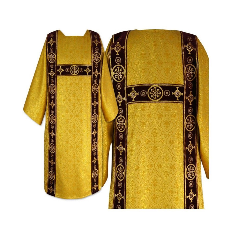 Dalmatic for the deacon embroidered with gold - velvet stripes - Best Catholic Shop