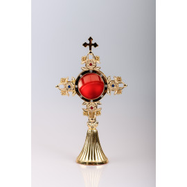 Reliquary gilded 25 cm - ornamental stones (19)