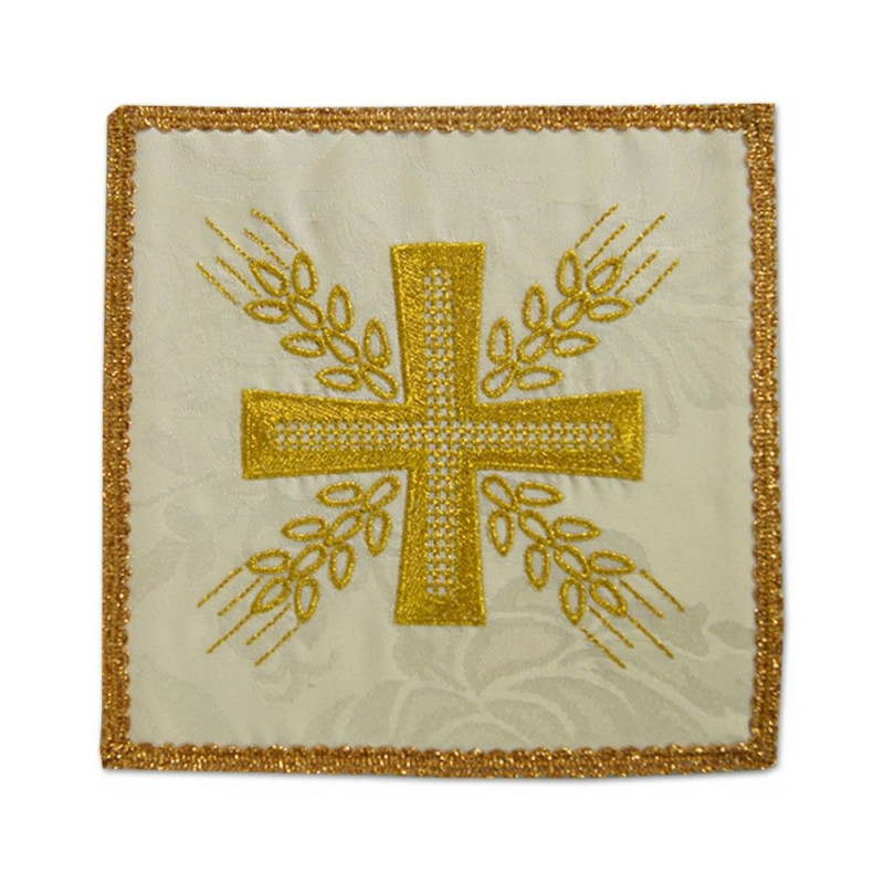 Ecru embroidered pall - Cross and ears - Best Catholic Shop