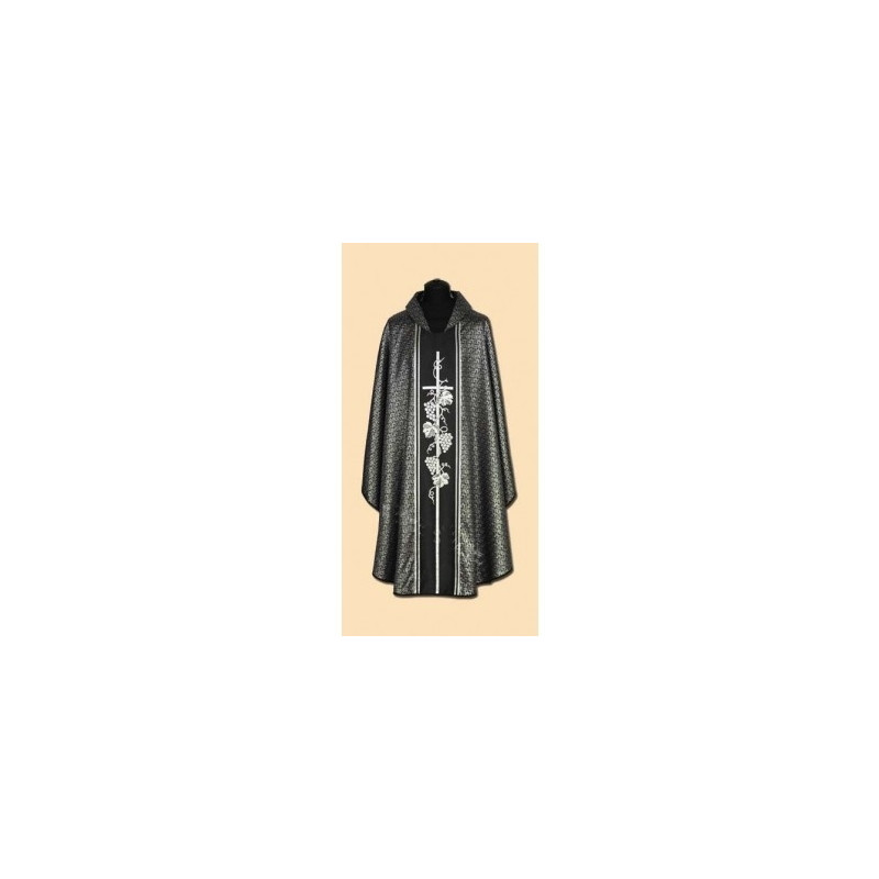 Black chasuble + silver ornament (55A) - Best Catholic Shop