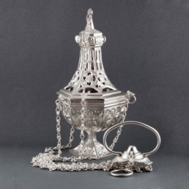 Silver plated brass thurible 26 cm high
