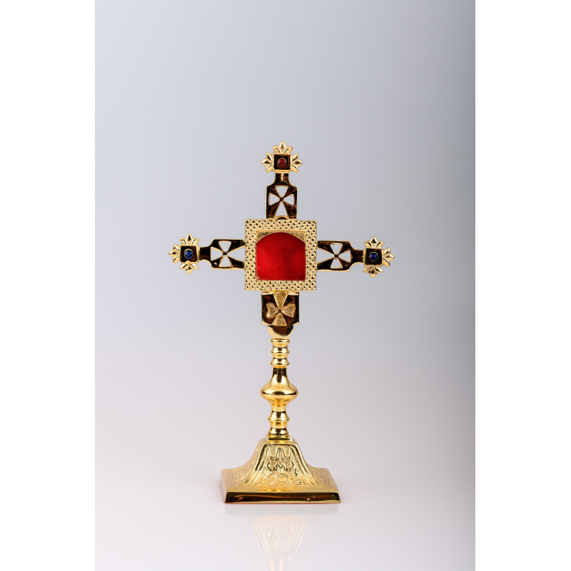 Reliquary gilded 25 cm + ornamental stones (11) - Best Catholic Shop