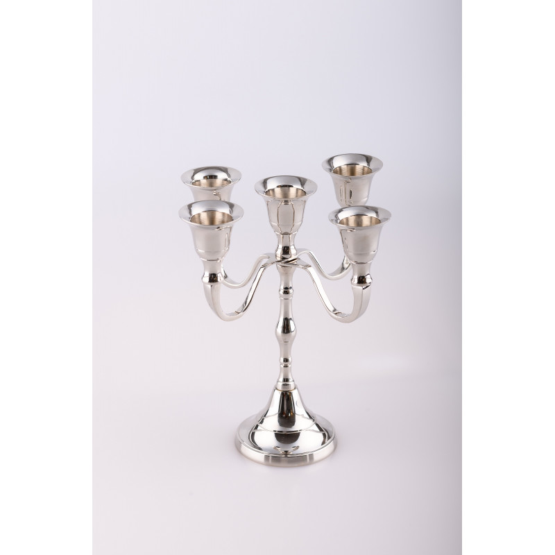 Candlestick for 5 lean candles - nickel plated - 18 cm - Best Catholic Shop