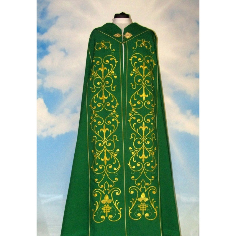 Green embroidered cope - ornament (4) - Best Catholic Shop