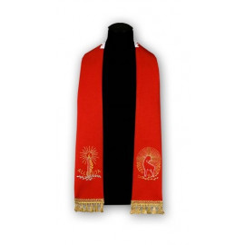Red stole with Lamb - embroidered