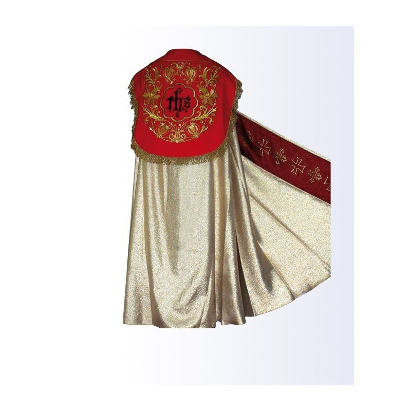 Gold cope with red belt + stole - Best Catholic Shop