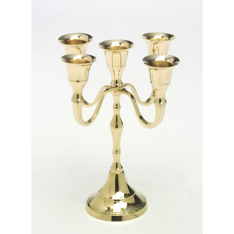 Candlestick for 5 lean candles - brass - 18 cm - Best Catholic Shop