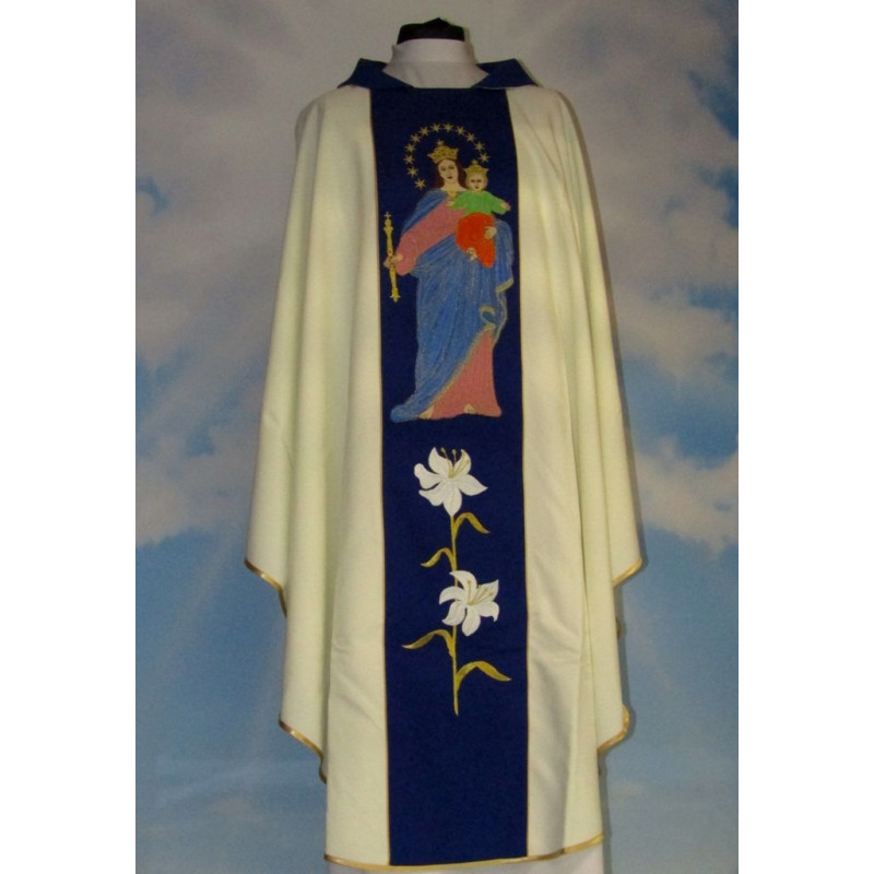 Embroidered ecru chasuble - MB Helper of the Faithful - Best Catholic Shop