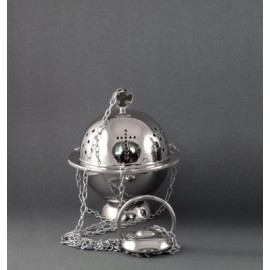 Nickel-plated brass thurible 13 cm high