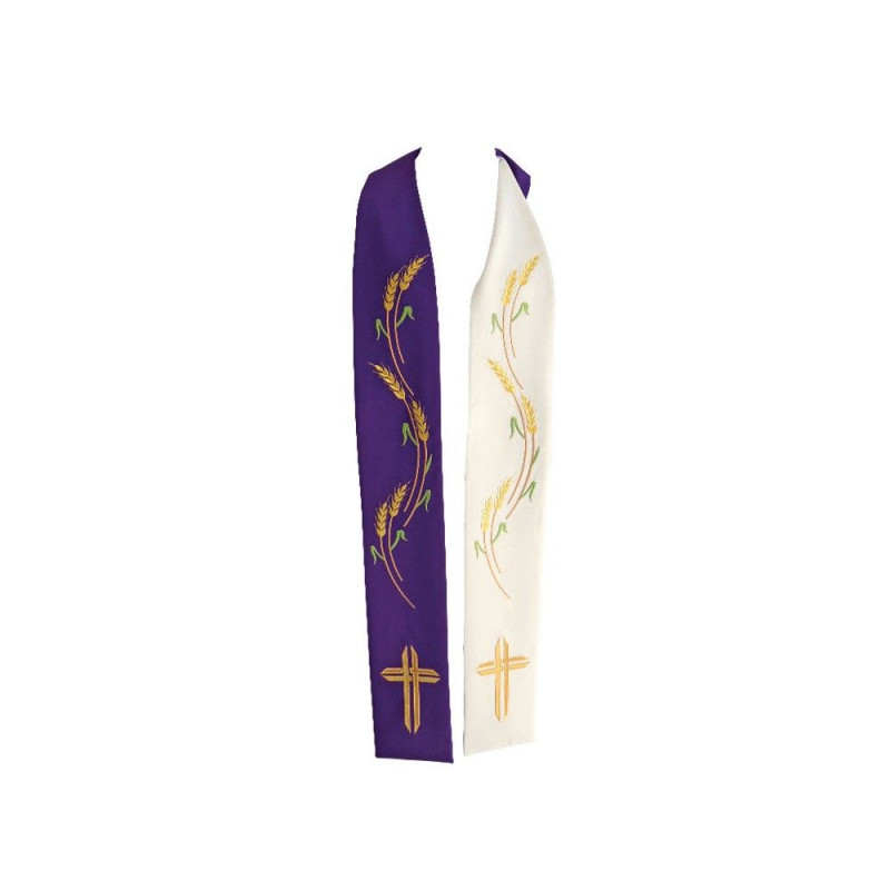 Double-sided priest's stole - ears of corn, cross (1) - Best Catholic Shop