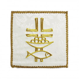 Pall embroidered white - Fish, cross