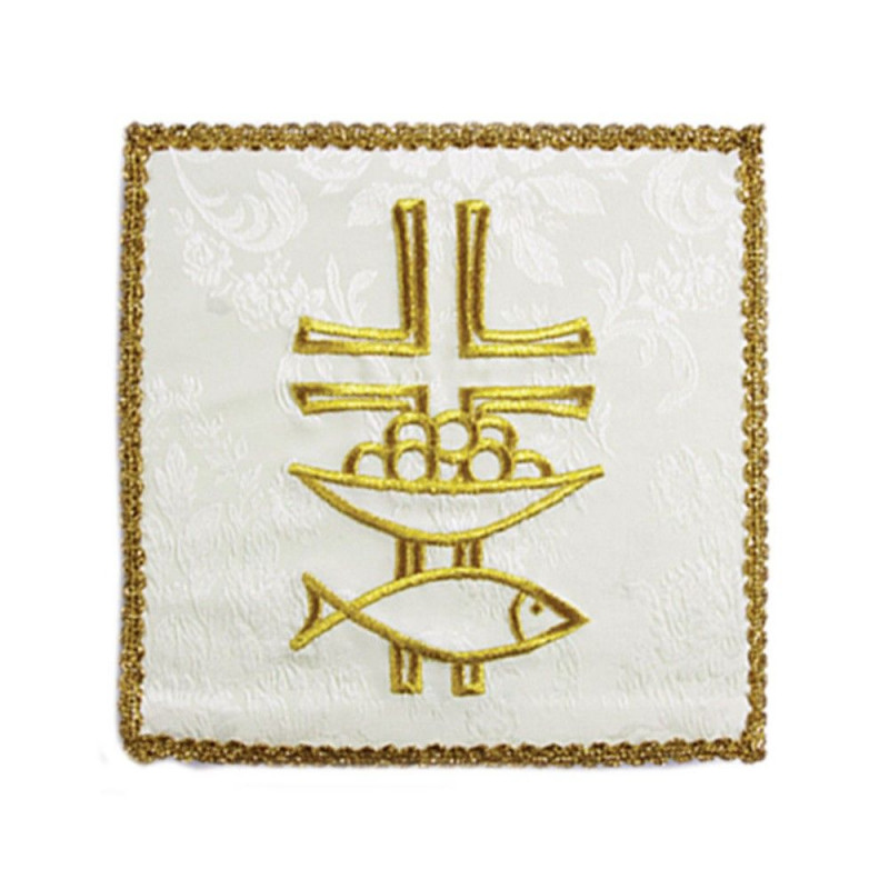 Pall embroidered white - Fish, cross - Best Catholic Shop