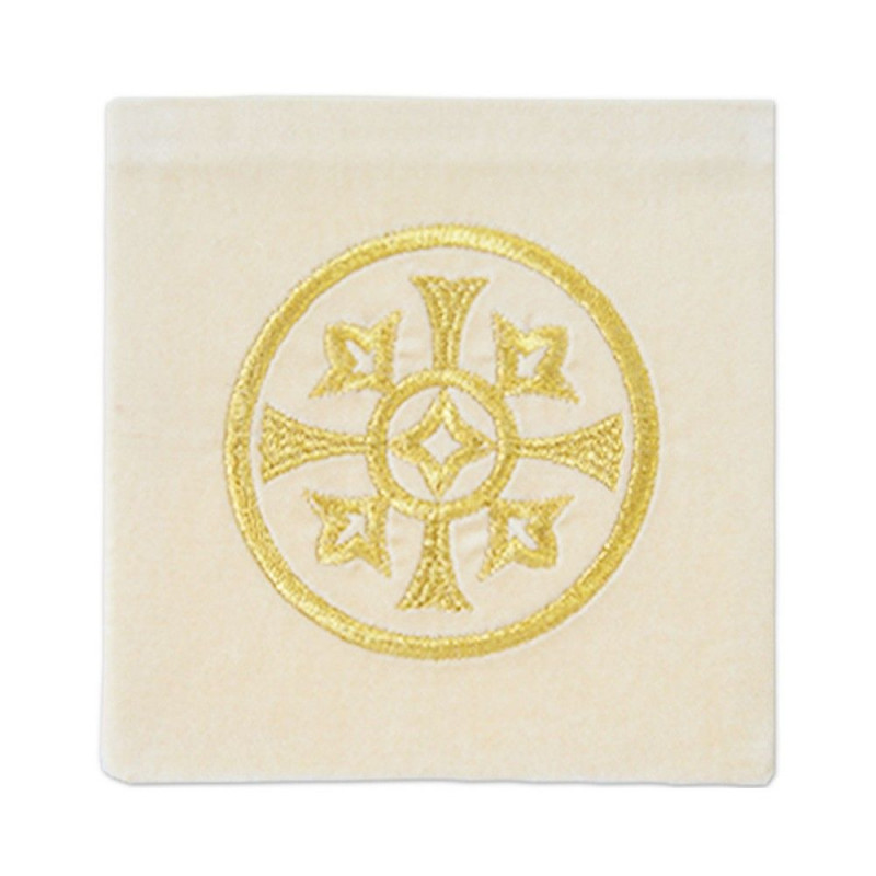 Velvet embroidered pall, ecru - decorative embroidery - Best Catholic Shop
