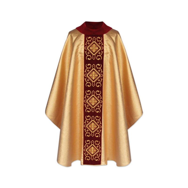 Gothic chasuble, gold, honey velvet (11) - Best Catholic Shop