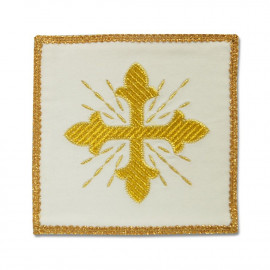 White embroidered pall, velvet - golden cross