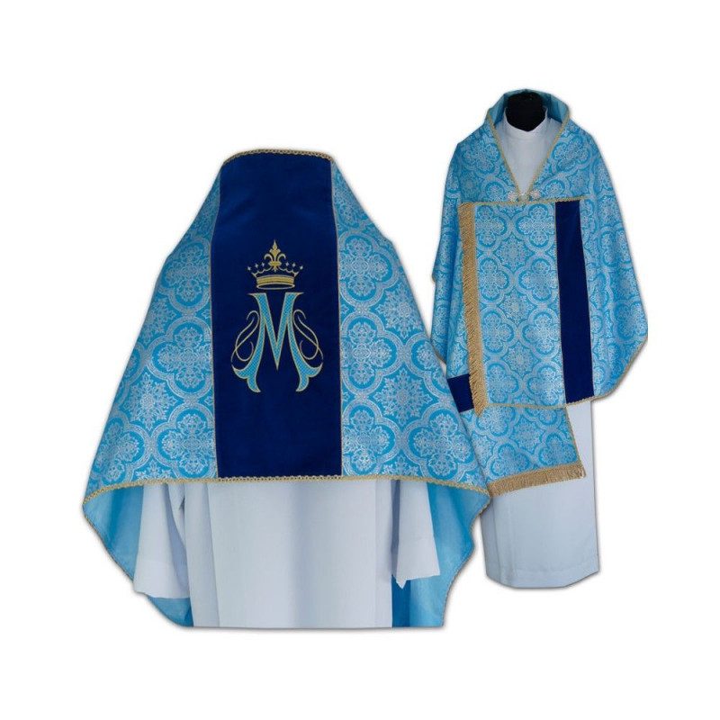 Marian embroidery humeral veil, velvet belt (15) - Best Catholic Shop