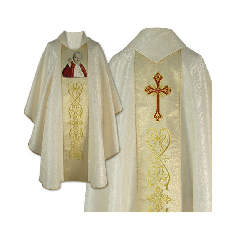 Embroidered gothic chasuble - Saint John Paul II - Best Catholic Shop