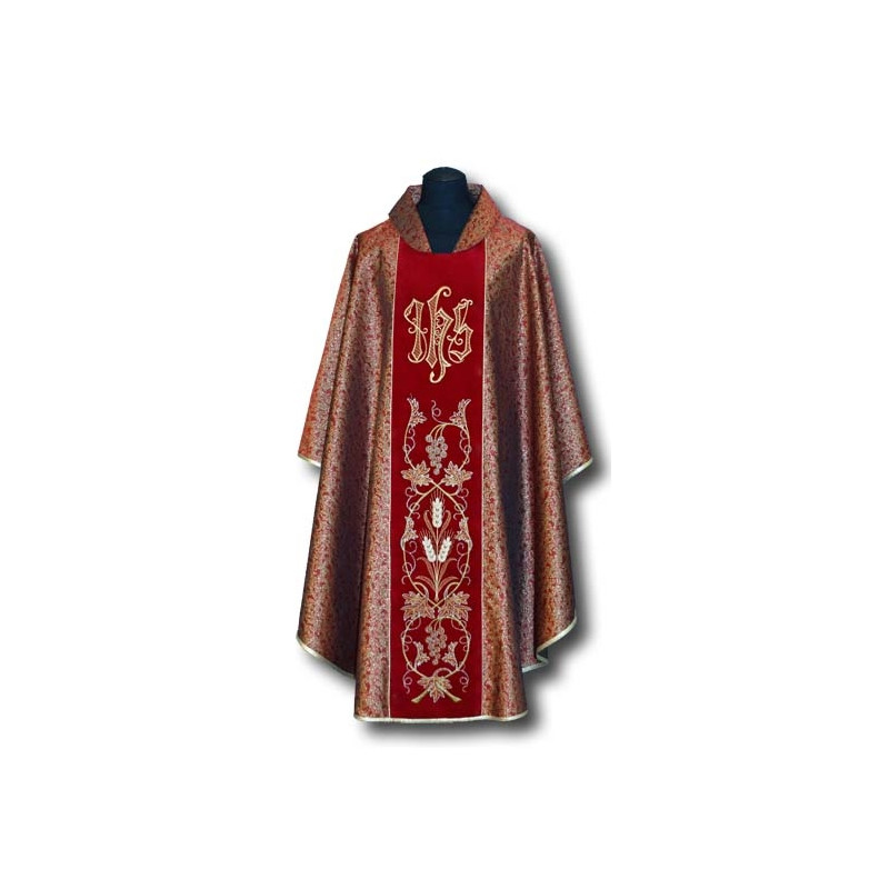 Gold embroidered chasuble, velvet belt (007) - Best Catholic Shop