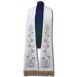 White stole - Roman pattern, embroidered (182)