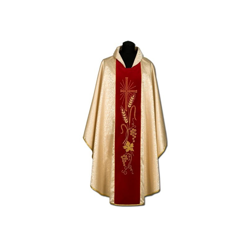 Golden chasuble, velvet belt (016) - Best Catholic Shop