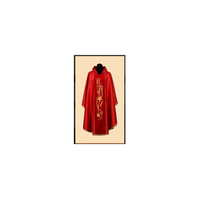 Damask chasuble, velvet belt (08A) - Best Catholic Shop