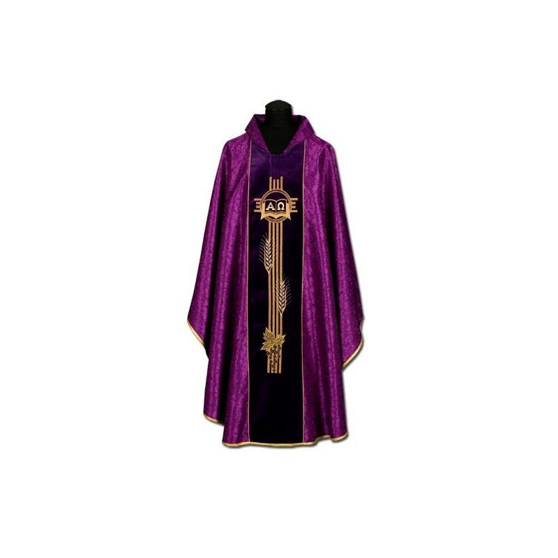 Damask chasuble, velvet belt (002) - Best Catholic Shop
