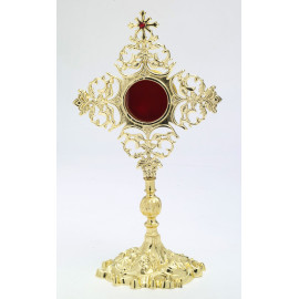 Reliquary with jewellery stones, gold-plated - 32 cm