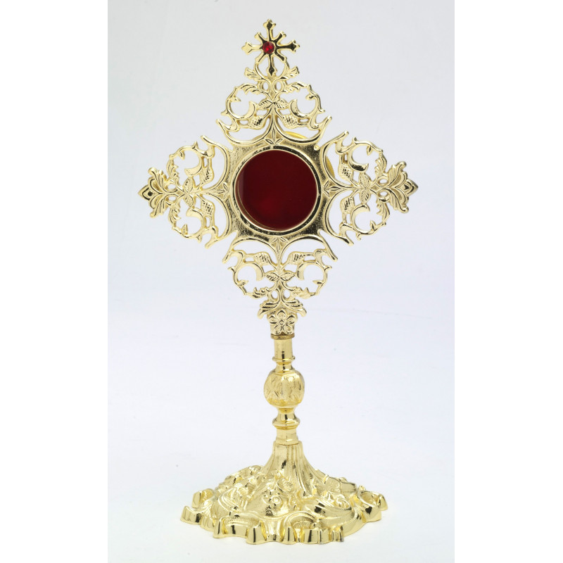 Reliquary with jewellery stones, gold-plated - 32 cm - Best Catholic Shop
