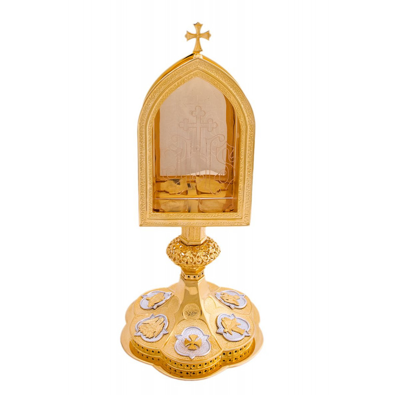 Brass, gold-plated custody - 29 cm - Best Catholic Shop