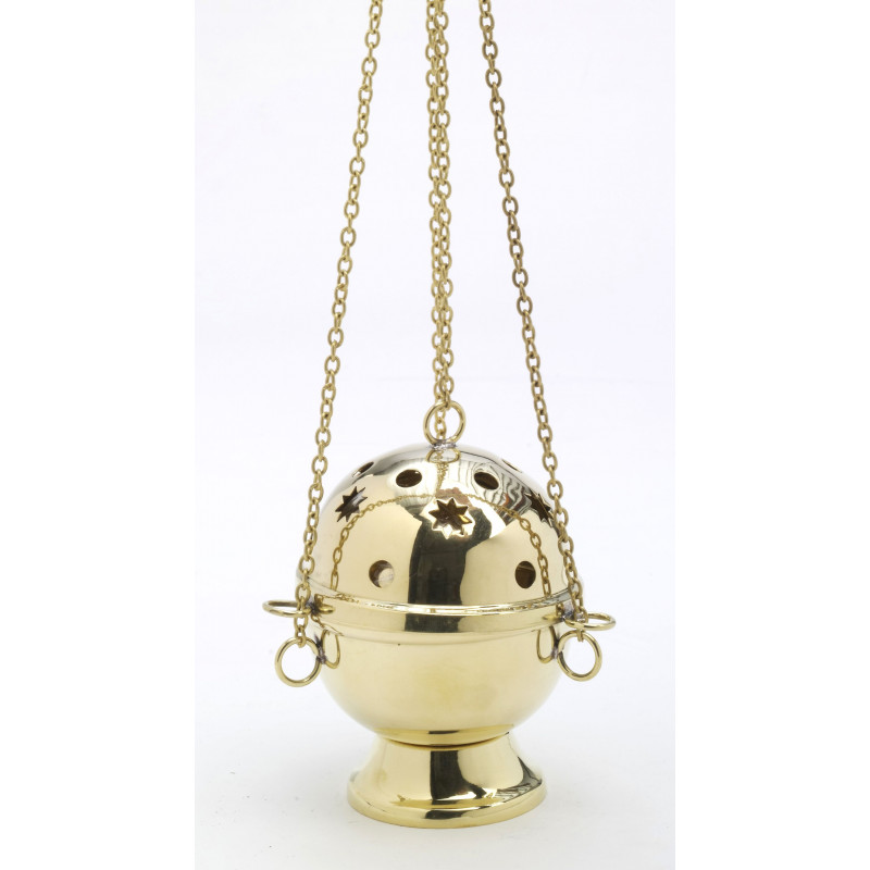 Brass thurible, gold colour (stars) - 15 cm - Best Catholic Shop