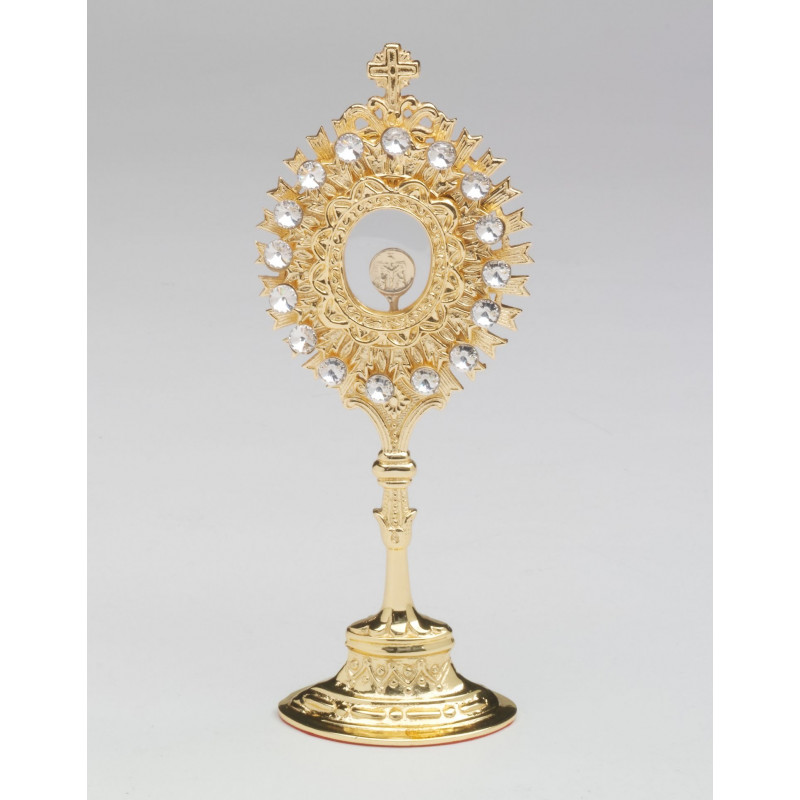 Reliquary - 20 cm with gemstones, gold plated - Best Catholic Shop