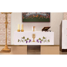 Altar tablecloth - embroidered symbol chalice, IHS, grape