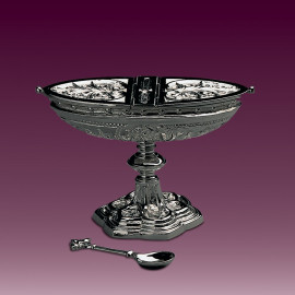 Incense boat, brass, nickel-plated, opening on both sides