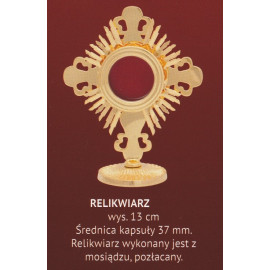 Brass reliquary, gold-plated - 13 cm (A)