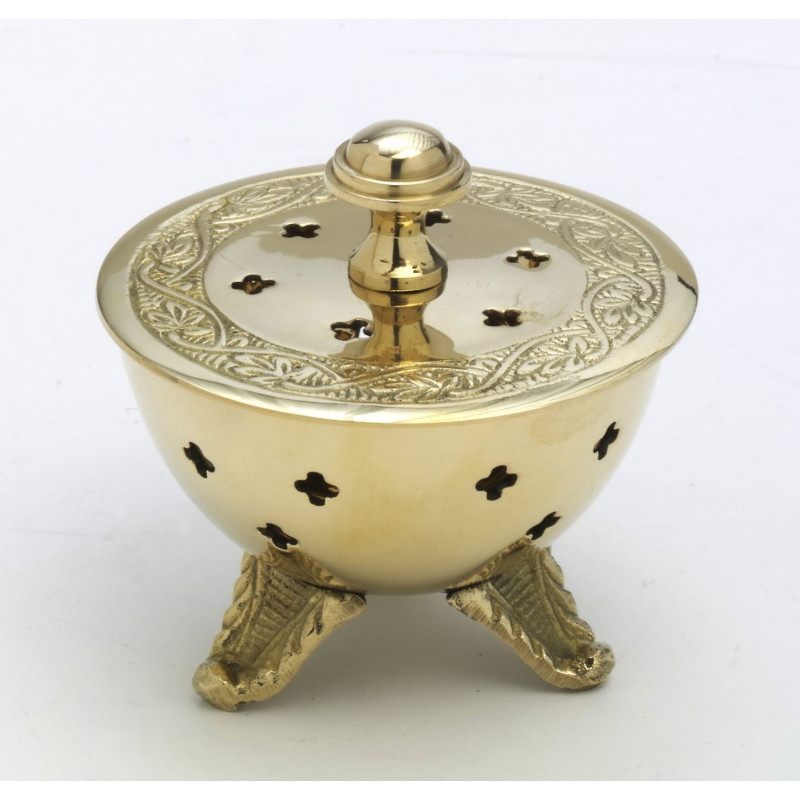 Brass incense burner with lid - 8 cm - Best Catholic Shop