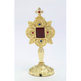 Reliquary with gemstones, gold-plated - 20 cm