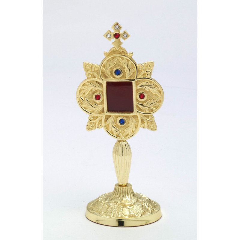 Reliquary with gemstones, gold-plated - 20 cm - Best Catholic Shop