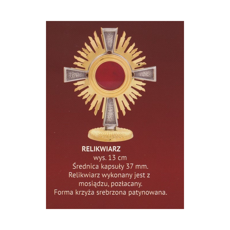 Brass reliquary, gold-plated - 13 cm - Best Catholic Shop