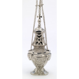 Thurible brass, nickel-plated, cast - 30 cm