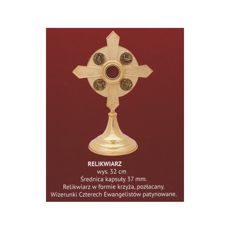 Brass reliquary, gold-plated - 32 cm - Best Catholic Shop
