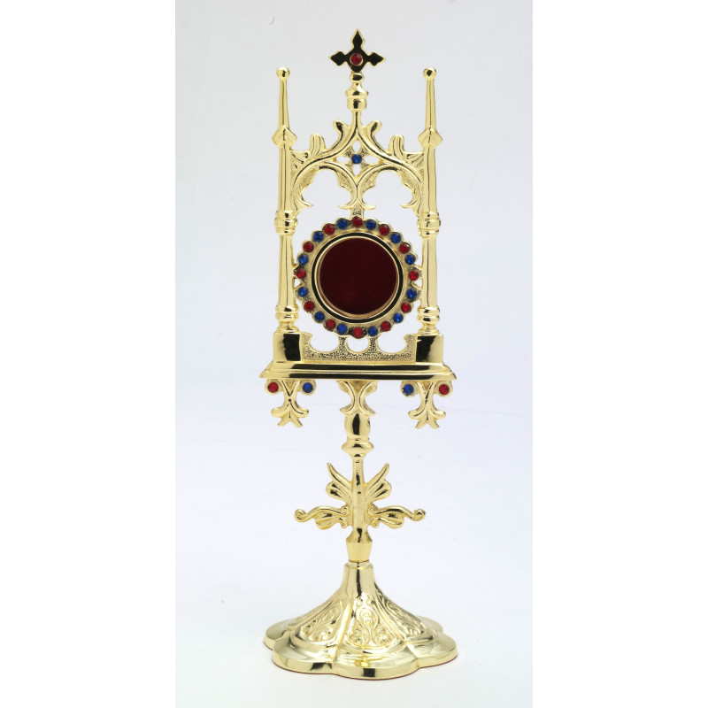 Reliquary with precious stones, gold-plated - 31 cm - Best Catholic Shop