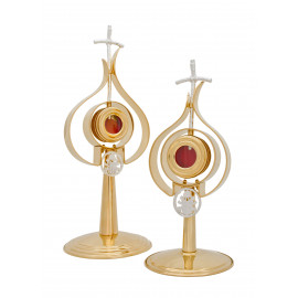 Brass reliquary, gold-plated, papal - 37 cm