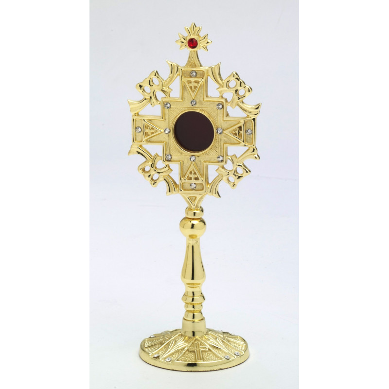 Reliquary with precious stones, gold-plated - 24 cm - Best Catholic Shop