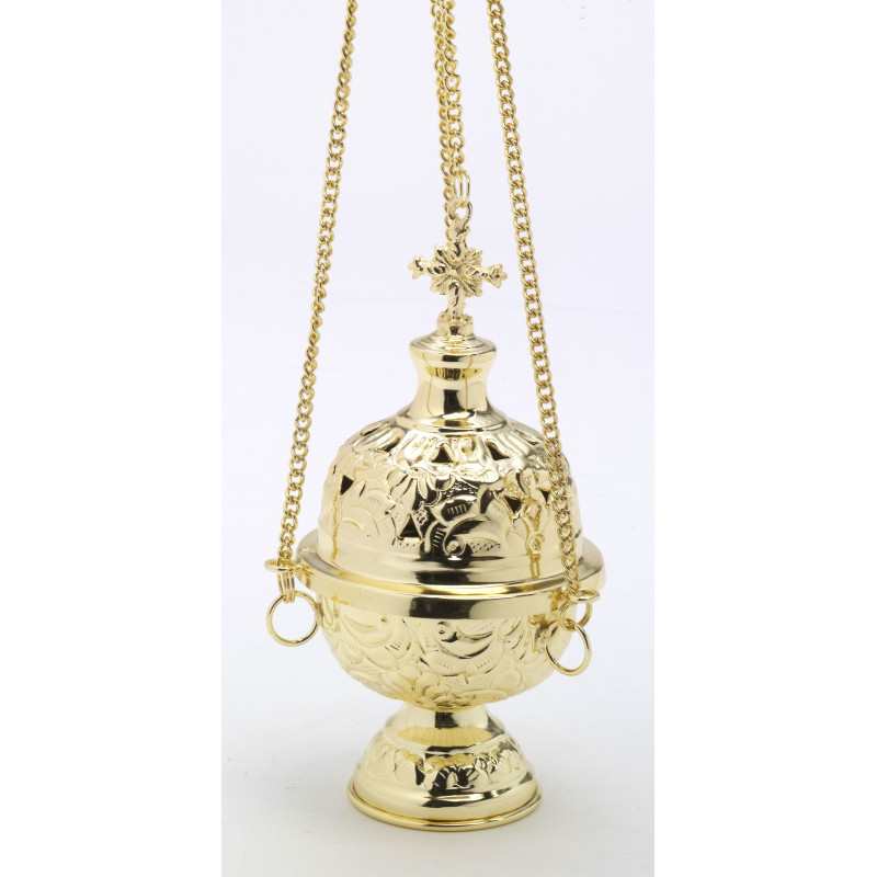 Thurible brass, gold-plated, decorated - 18 cm - Best Catholic Shop