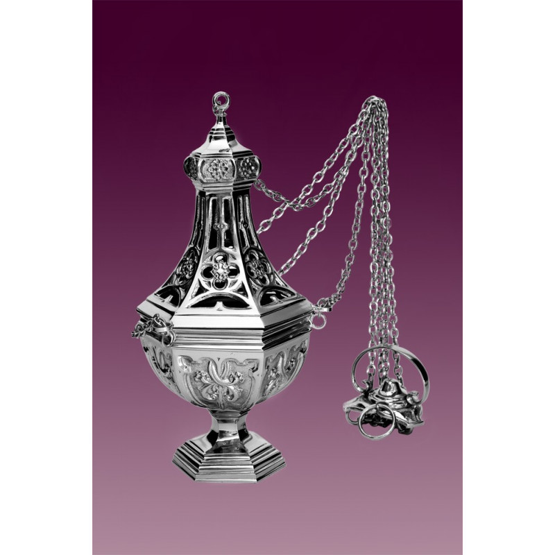 Thurible, gothic, nickel-plated height 26 cm - Best Catholic Shop