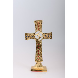 Standing wedding cross, brass, gilded - 25 cm