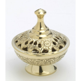 Brass incense burner with lid - 9 cm