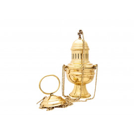 Brass thurible, nickel-plated
