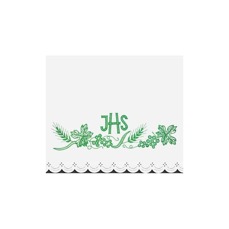 Altar Tablecloth IHS (3) - green embroidery - Best Catholic Shop